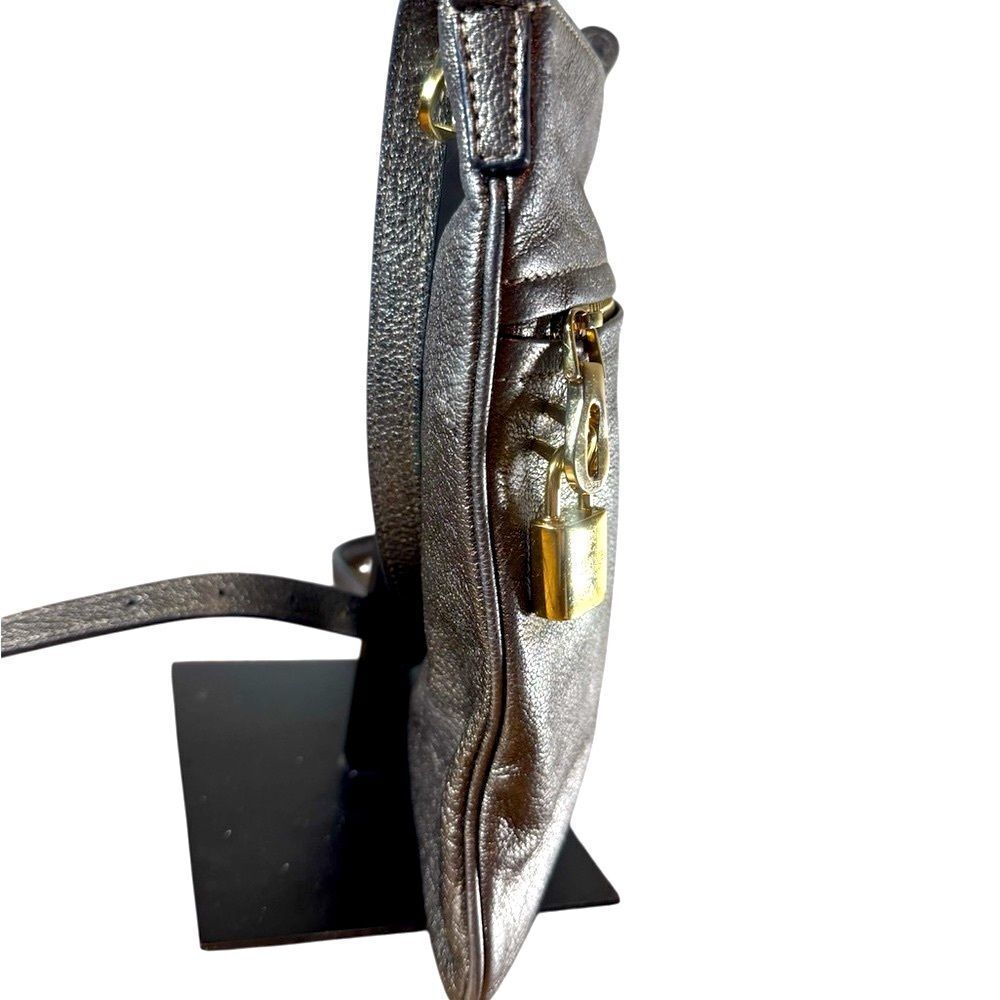 LOEWE Burnished Silver Leather Small Anagram Messenger Crossbody Bag - Picture 6 of 15